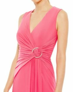 Draped Side Knot Jersey Gown W/ Rhinestone Ring -Women's Skirt 70155 HOT 3 WS