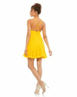 Ruffle V-Neck Criss-Cross Mini Dress -Women's Skirt 70194 MGO 2 WS