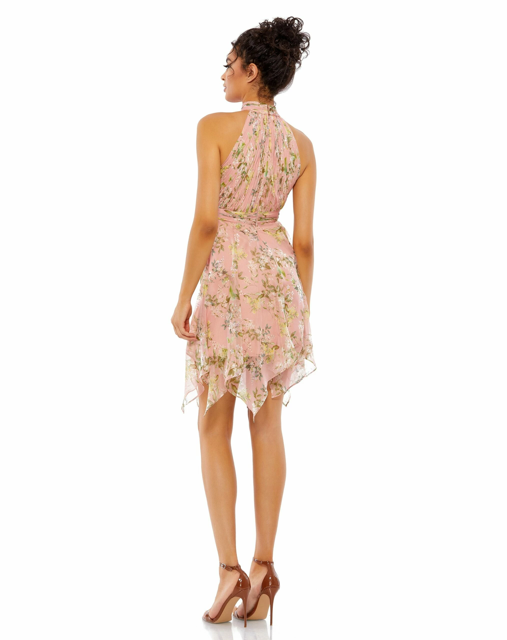 Pleated Halter Neck Floral Dress 4 Pleated Halter Neck Floral Dress - Image 2
