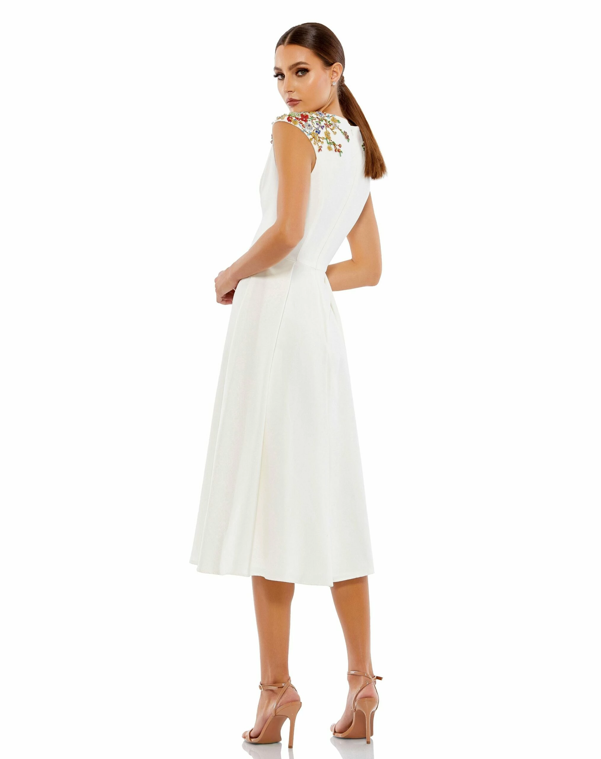 Beaded Cap Sleeve A Line Midi Dress 4 Beaded Cap Sleeve A Line Midi Dress - Image 2