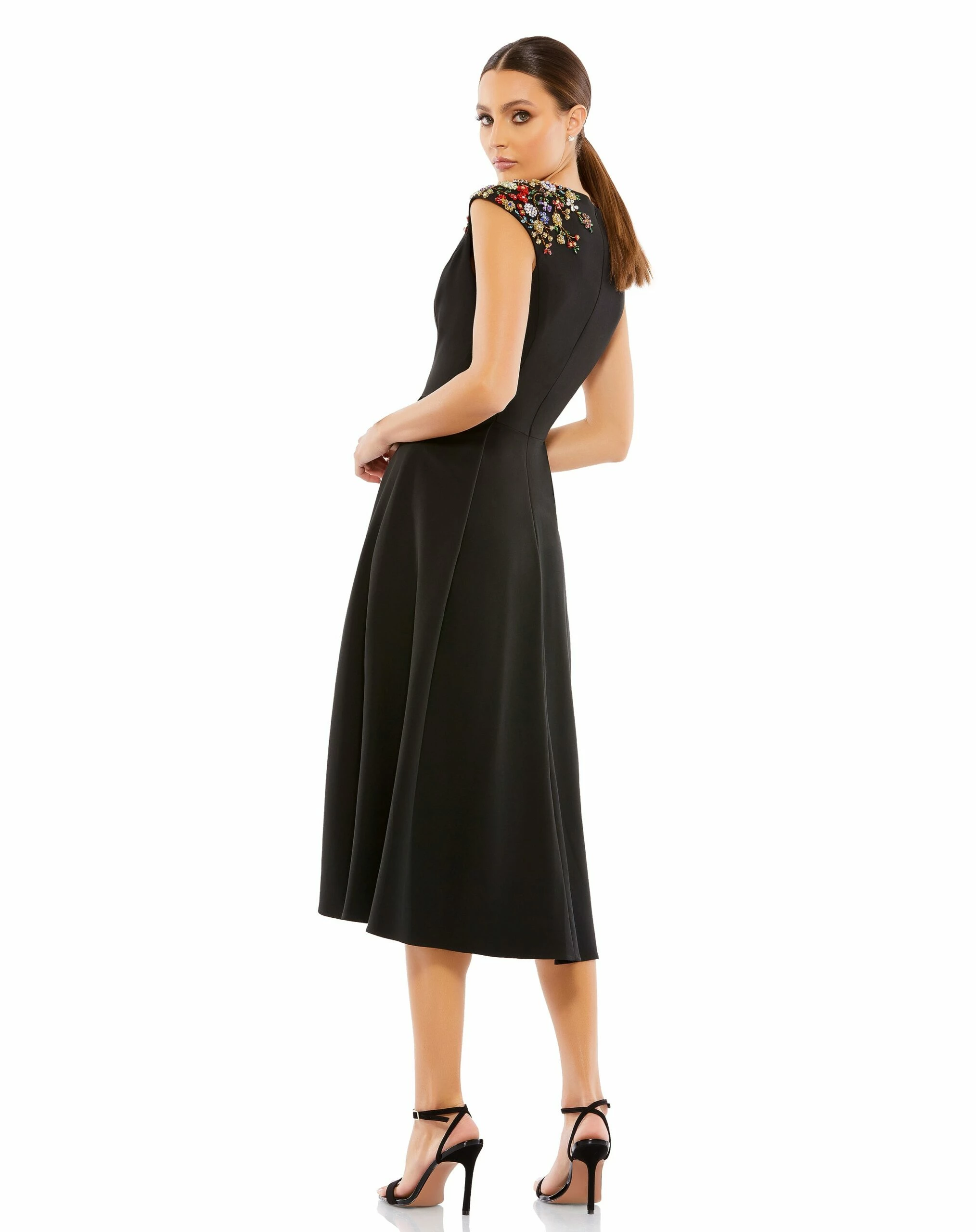 Beaded Cap Sleeve A Line Midi Dress 7 Beaded Cap Sleeve A Line Midi Dress - Image 5