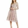 Long Sleeve Floral Embroidered Tea Length Dress -Women's Skirt 70229 ROS Default 1 WS