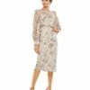 Embellished High Neck Illusion Long Sleeve Midi Dress -Women's Skirt 70237 MOC Default 1 WS
