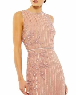 Striped Floral Embellished Sleeveless Midi Dress -Women's Skirt 70260 ROS 3 WS