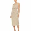 Sequined Sleeveless V-Neck Midi Sheath Dress -Women's Skirt 70267 NUD Default 1 WS