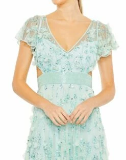 Embellished Lace Up Flowy Gown -Women's Skirt 70275 AQU 3 WS