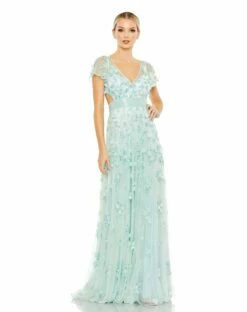 Embellished Lace Up Flowy Gown -Women's Skirt 70275 AQU Default 1 WS