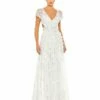 Embellished Lace Up Flowy Gown 2 Embellished Lace Up Flowy Gown -Women's Skirt 70275 WHT Default 1 WS