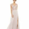 Embellished Cap Sleeve Bodice Flowy Gown -Women's Skirt 79365 Rose AB