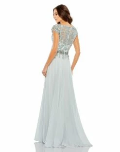 Embellished Cap Sleeve Bodice Flowy Gown -Women's Skirt 79365 Seamist BK