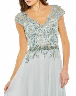 Embellished Cap Sleeve Bodice Flowy Gown -Women's Skirt 79365 Seamist CL