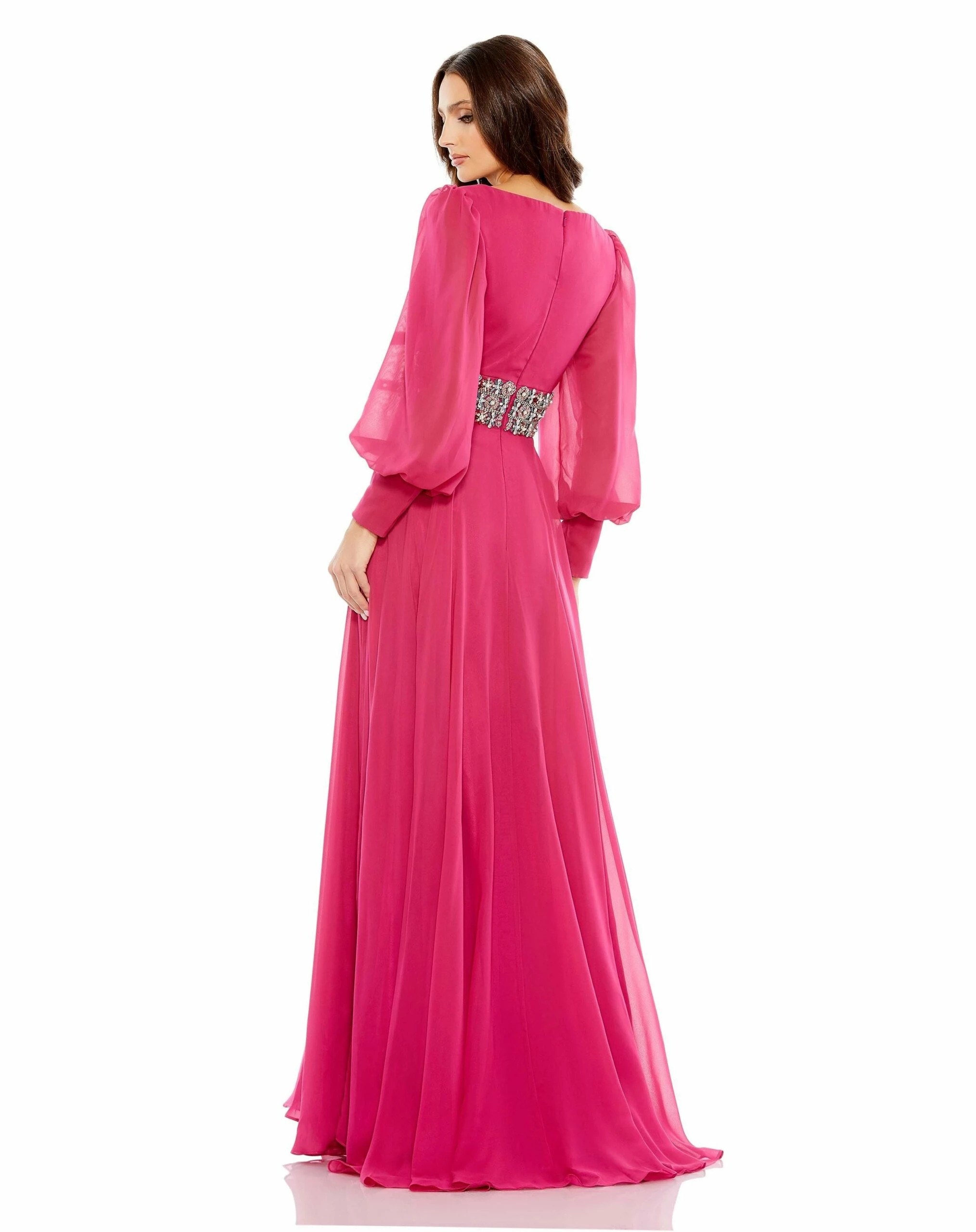 Bishop Sleeve Wrap Over Belt Detail Flowy Gown 8 Bishop Sleeve Wrap Over Belt Detail Flowy Gown - Image 6