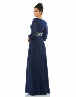 Bishop Sleeve Wrap Over Belt Detail Flowy Gown 11 Bishop Sleeve Wrap Over Belt Detail Flowy Gown -Women's Skirt 79390 MID 2 WS