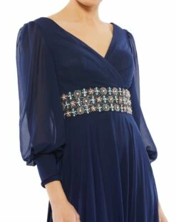 Bishop Sleeve Wrap Over Belt Detail Flowy Gown 12 Bishop Sleeve Wrap Over Belt Detail Flowy Gown -Women's Skirt 79390 MID 3 WS