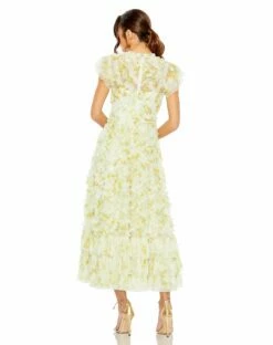 High Neck Ruffle Cap Sleeve Floral Dress -Women's Skirt 8009 YMU 2 WS
