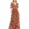 Mesh V-Neck Floral Dress 2 Mesh V-Neck Floral Dress -Women's Skirt 8013 BeigeMulti AB
