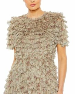 Ruffle Tiered Short Sleeve A Line Gown -Women's Skirt 8017 ERM 3 WS