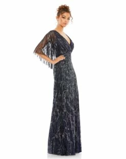 Embellished Cap Sleeve Faux Wrap Trumpet Gown 14 Embellished Cap Sleeve Faux Wrap Trumpet Gown -Women's Skirt 9064 MID 4 WS