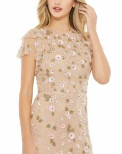 Embellished High Neck Flutter Sleeve Gown -Women's Skirt 9086 NUM 3 WS
