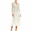 Long Sleeve Embroidered Wrap Midi Dress -Women's Skirt 9133 IMU Default 1 WS