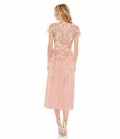Embellished Illusion High Neck Butterfly Sleeve Midi Dress 12 Embellished Illusion High Neck Butterfly Sleeve Midi Dress -Women's Skirt 9134 DustyRose BK