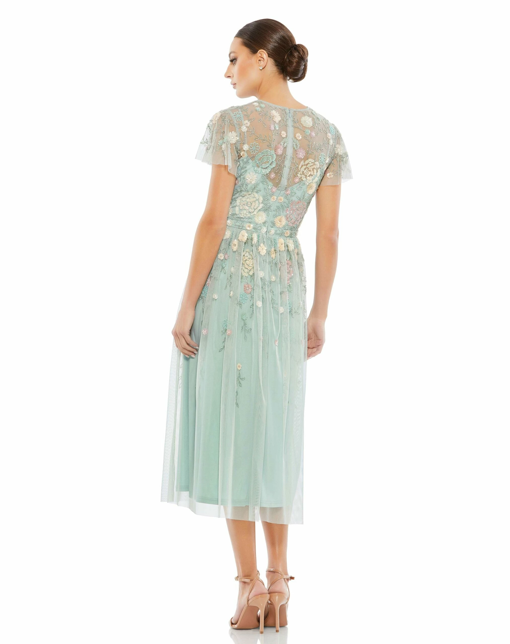 Embellished Illusion High Neck Butterfly Sleeve Midi Dress 4 Embellished Illusion High Neck Butterfly Sleeve Midi Dress - Image 2