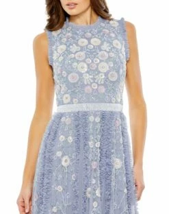 Embellished High Neck Sleeveless Ruffled Gown 13 Embellished High Neck Sleeveless Ruffled Gown -Women's Skirt 9137 SlateBlue CL