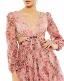 Long Sleeve V-neck Cut Out Mini Dress -Women's Skirt 9151 rsm 3 ws