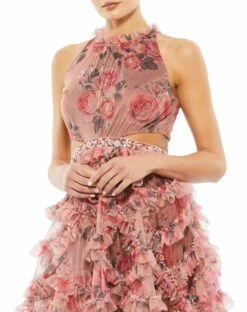 Ruffled Cut Out Halter Mini Dress 7 Ruffled Cut Out Halter Mini Dress -Women's Skirt 9153 RoseMulti CL