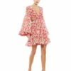 Floral Cut Out V Neck Bell Sleeve Mini Dress -Women's Skirt 9158 PIM Default 1 WS