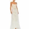 Beaded 3D Flower Cami Ruffled High Low Lace Up Gown -Women's Skirt 9163 WMU Default 1 WS