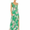 Floral Print Ruffled Wrap Over A Line Gown -Women's Skirt 9175 GRM Default 1 WS