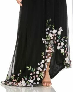 One Shoulder Trapeze Embellished High Low Gown -Women's Skirt 9236 BlackMulti CL