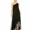 One Shoulder Trapeze Embellished High Low Gown -Women's Skirt 9236 BLK Default 1 WS