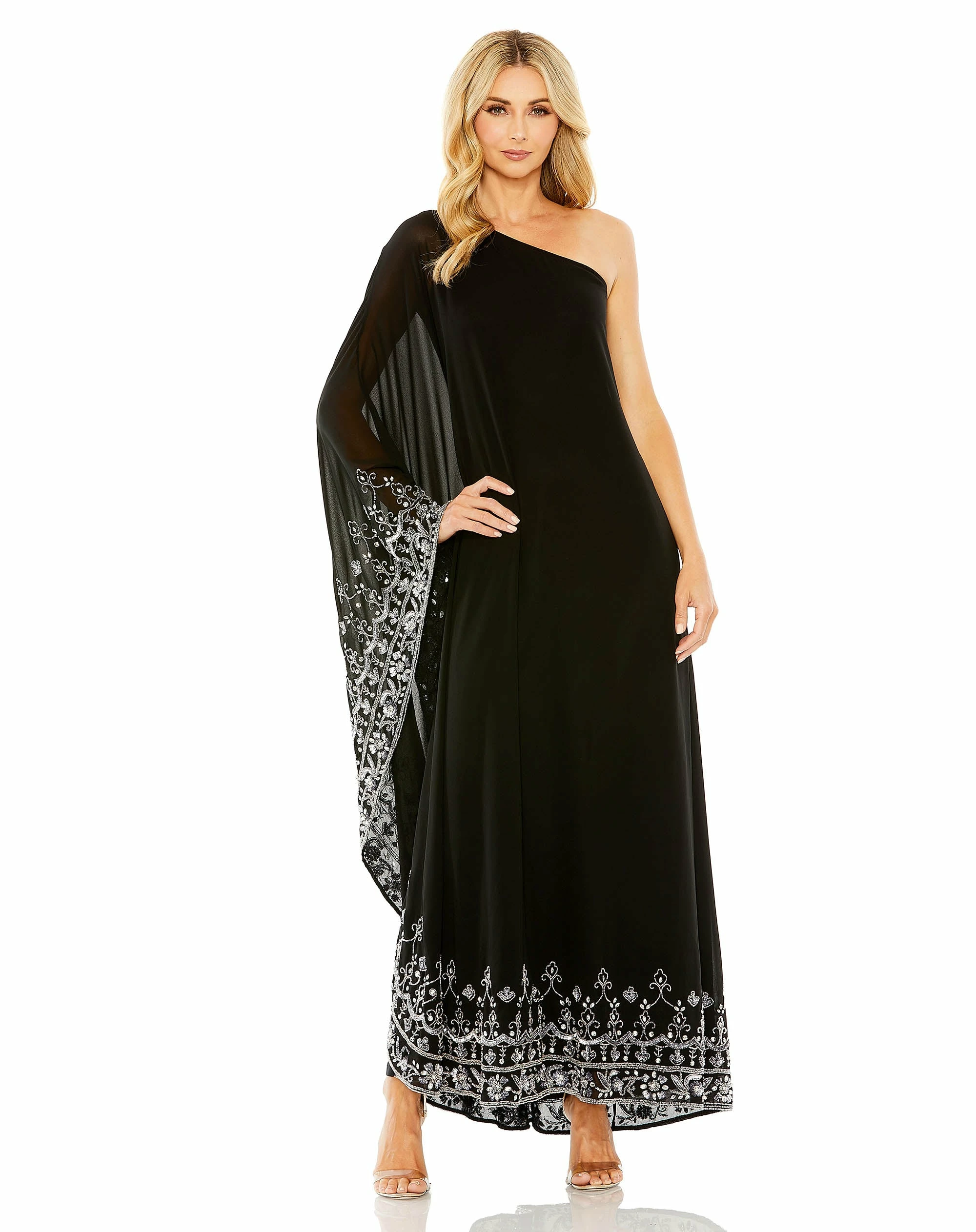 One Shoulder Embellished Trapeze Gown 3 One Shoulder Embellished Trapeze Gown