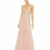 Sequined Sleeveless Plunge Neck Flowy Gown -Women's Skirt 93570 RosePink AB