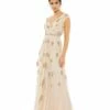 Embellished Wrap Over Cap Sleeve A-Line Gown -Women's Skirt 93575 Blush AB