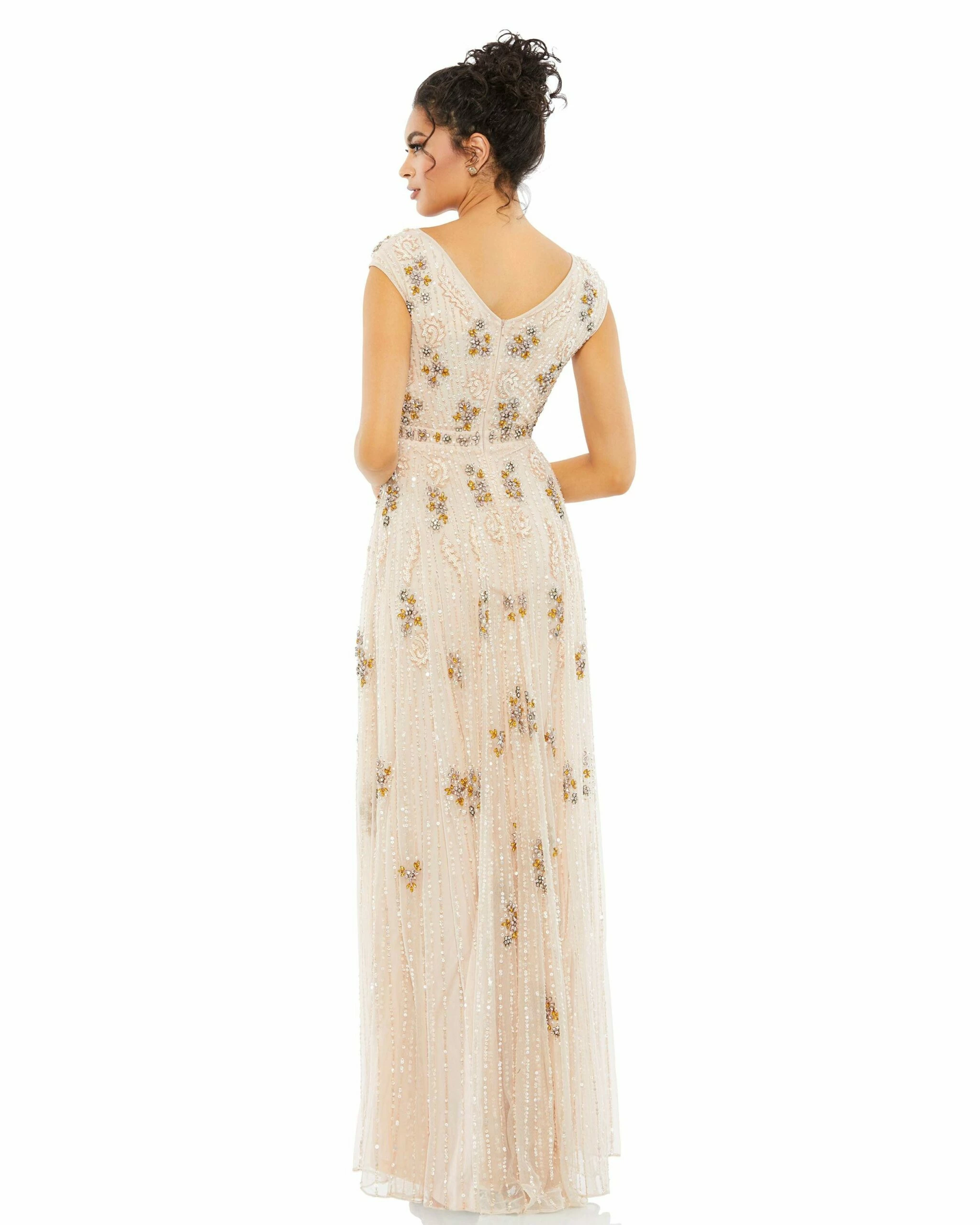 Embellished Wrap Over Cap Sleeve A-Line Gown 4 Embellished Wrap Over Cap Sleeve A-Line Gown - Image 2