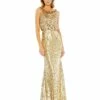 Sequined Sleeveless High Neck Gown -Women's Skirt 93645 Gold AB