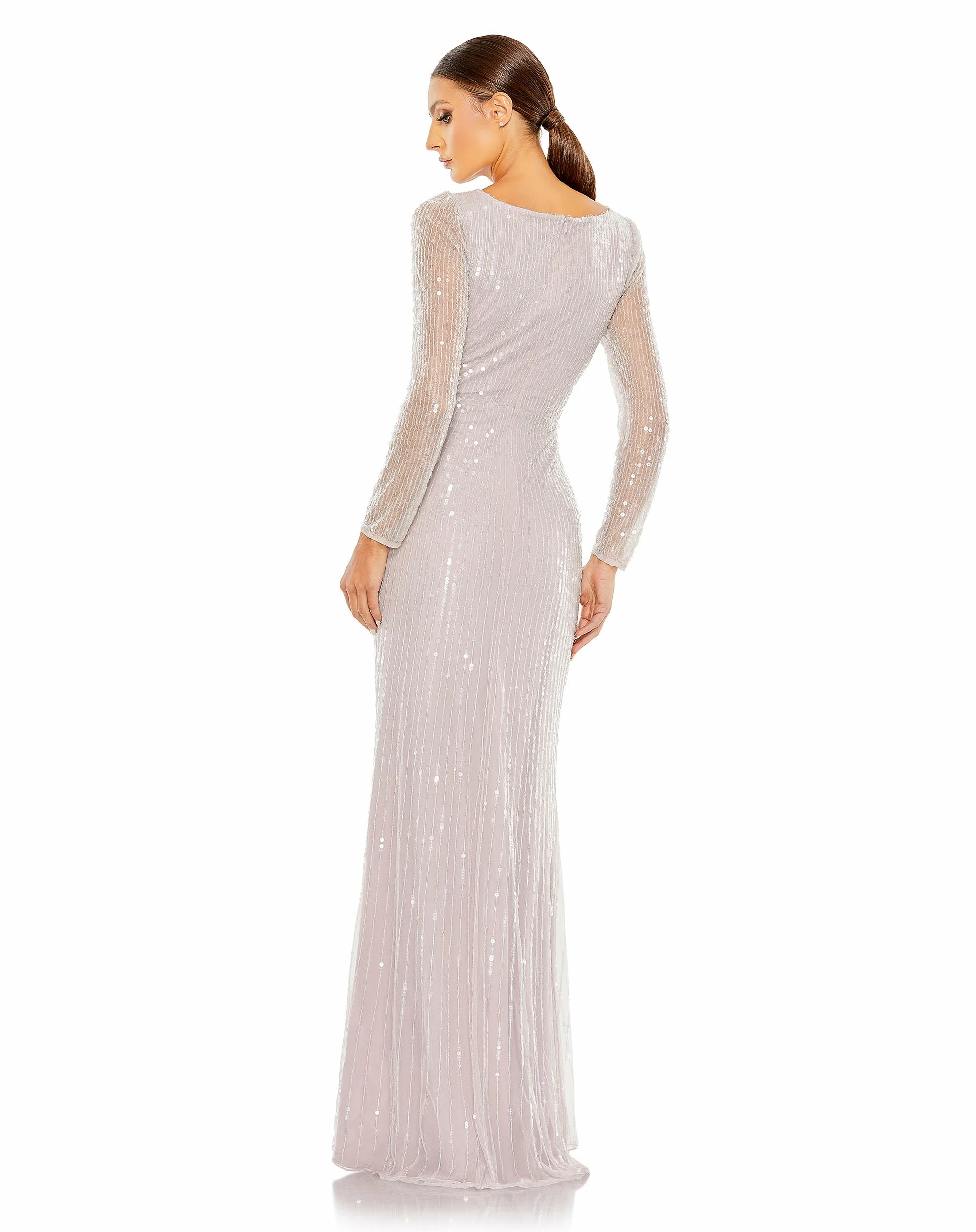 Sequined Faux Wrap Long Sleeve Gown 7 Sequined Faux Wrap Long Sleeve Gown - Image 5