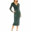Beaded Lace Long Sleeve Mini Dress -Women's Skirt 93676 DeepGreen AB
