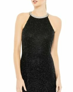 Beaded Sleeveless High Neck Column Gown 19 Beaded Sleeveless High Neck Column Gown -Women's Skirt 93742 Black CL