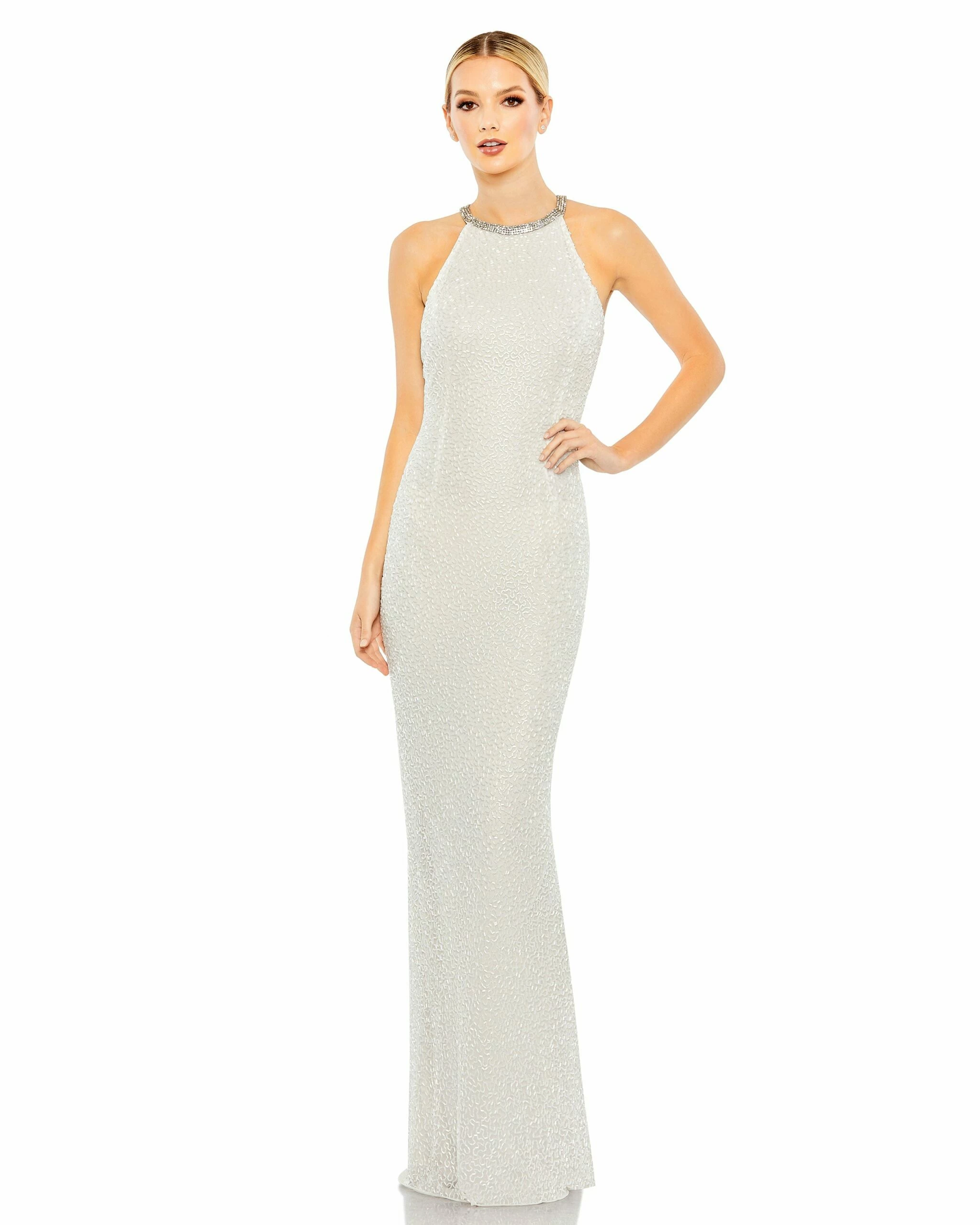 Beaded Sleeveless High Neck Column Gown 6 Beaded Sleeveless High Neck Column Gown - Image 4