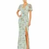 Embellished Butterfly Sleeve Faux Wrap Gown 1 Embellished Butterfly Sleeve Faux Wrap Gown -Women's Skirt 93749 Seamist AB