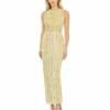 Embellished Halter Neckline Column Dress -Women's Skirt 93752 Butter AB