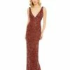 Sequined, Sleeveless, V-neck, Back Slit Gown -Women's Skirt 93757 BRK Default 1 WS