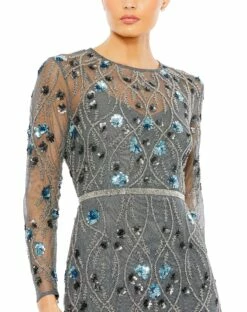 Floral Embellished Long Sleeve Gown 10 Floral Embellished Long Sleeve Gown -Women's Skirt 93772 COA 3 WS