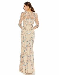 Floral Embellished Long Sleeve Gown 12 Floral Embellished Long Sleeve Gown -Women's Skirt 93772 ROM 2 WS