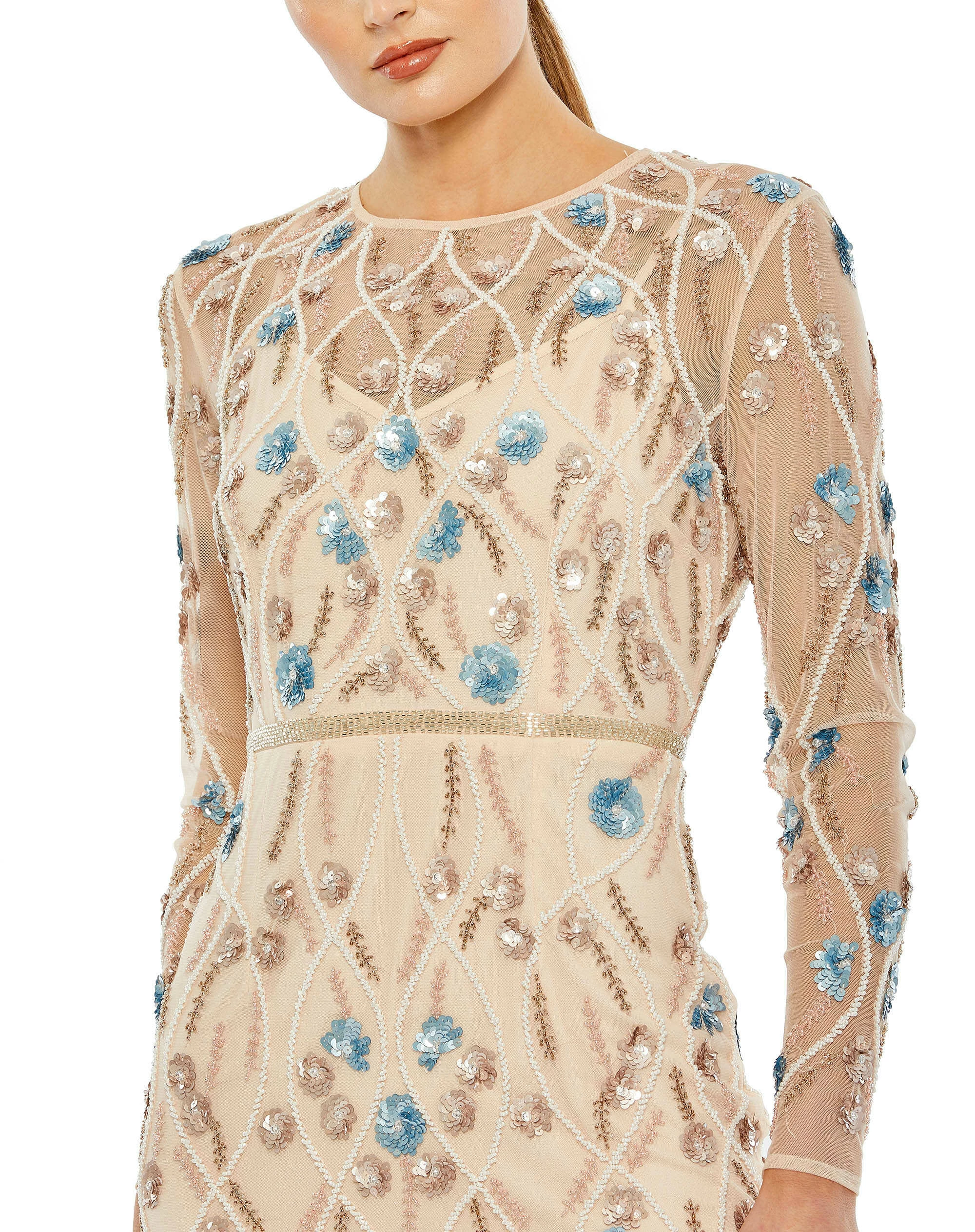 Floral Embellished Long Sleeve Gown 8 Floral Embellished Long Sleeve Gown - Image 6