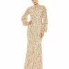 Embellished High Neck Puff Sleeve Trumpet Gown 2 Embellished High Neck Puff Sleeve Trumpet Gown -Women's Skirt 93789 NUG Default 1 WS